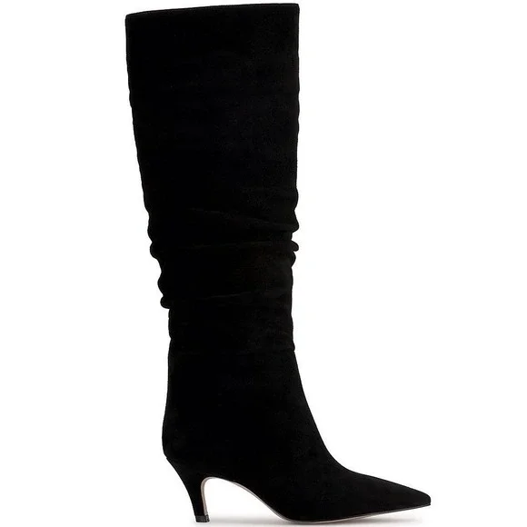 NEW Jessica Simpson Black Suede Slouchy Knee High Kitten Heel Boot Size 6.5 - Picture 2 of 15